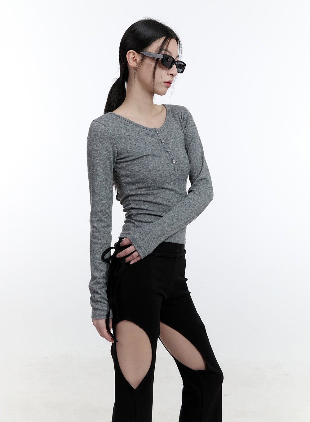 Back Cut-Out Slim-Fit Long Sleeve Top CJ521