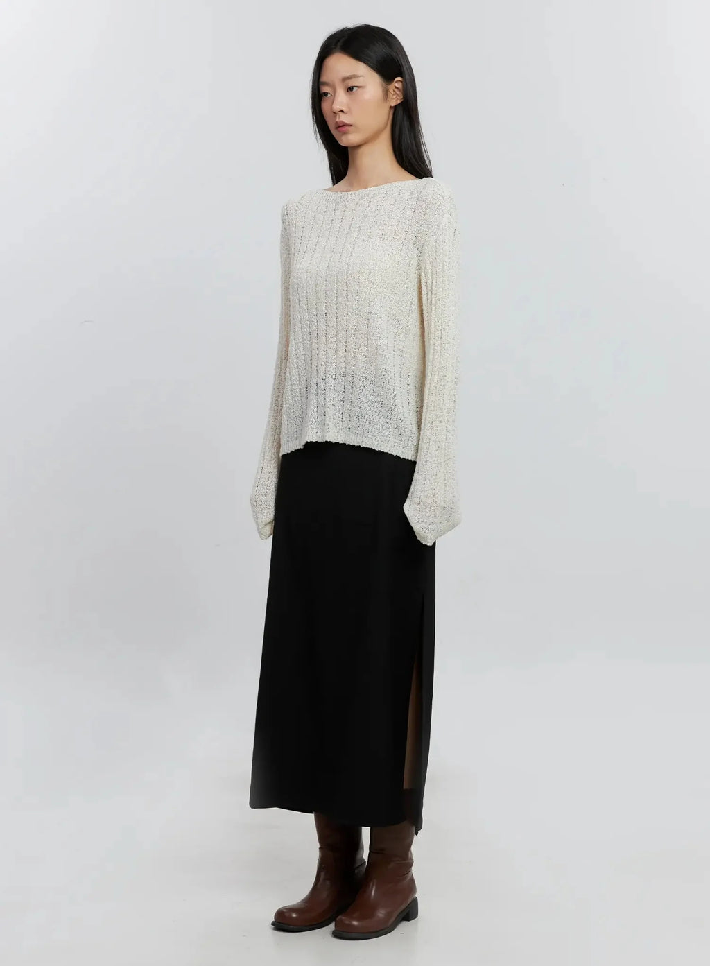 Cozy Boatneck Long Sleeve Sweater IS515