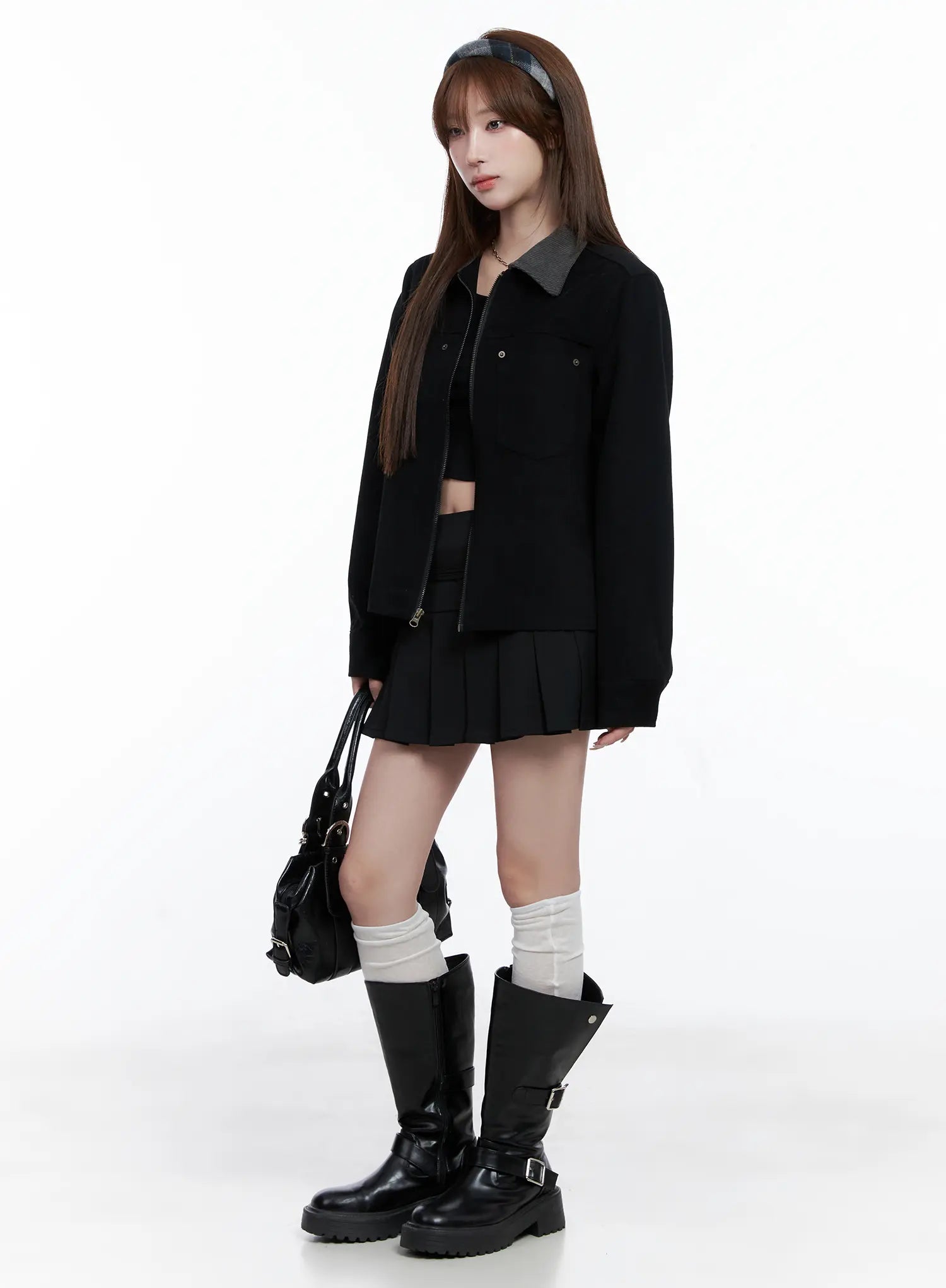 Pleated Mini Skirt with Belt Detail CG529