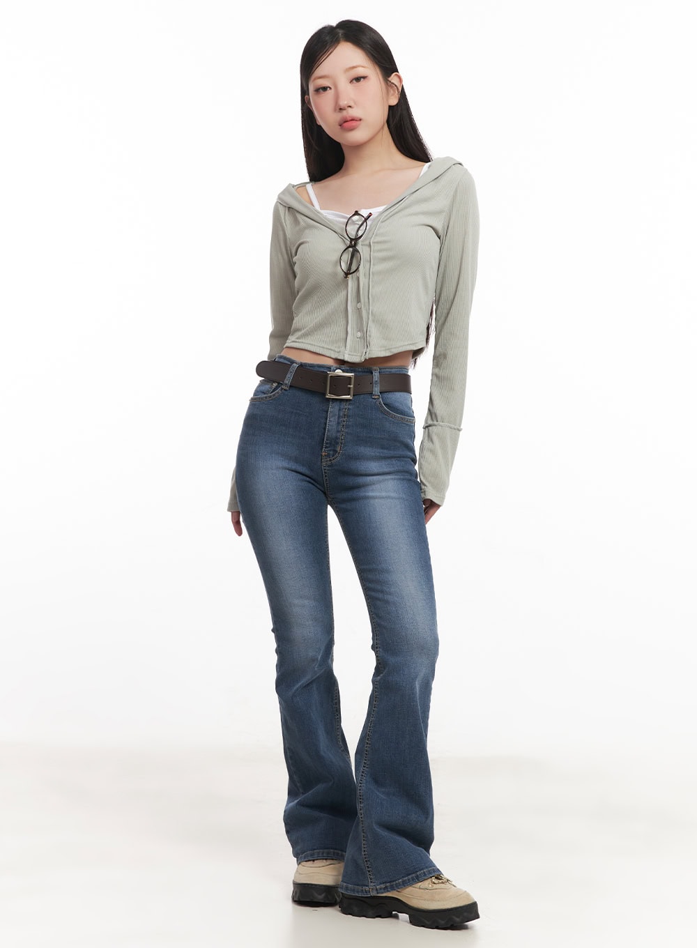 Hooded Layered Crop Cardigan CM531