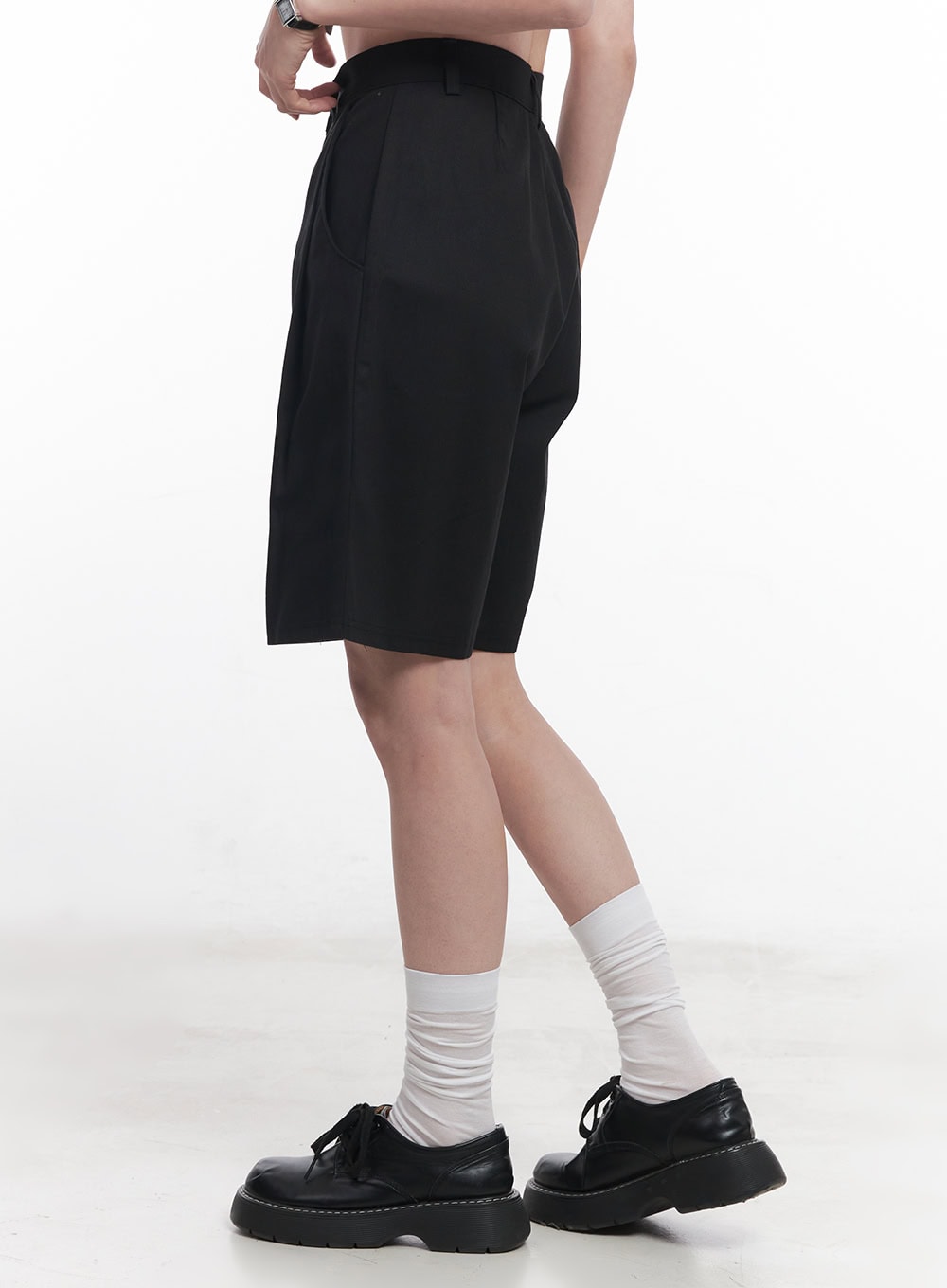 Cotton Pintuck Wide-Fit Shorts CY519