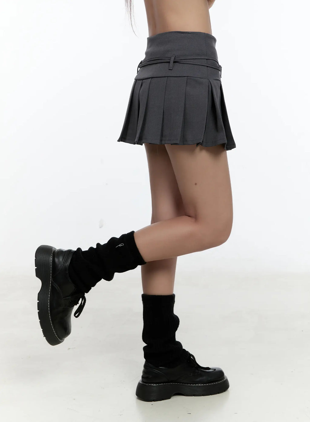 Pleated Belted Mini Skirt CS517