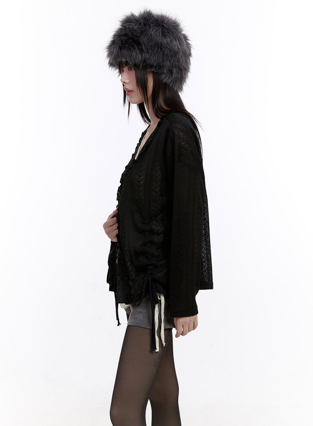 Sheer Knit Buttoned Cardigan CF512