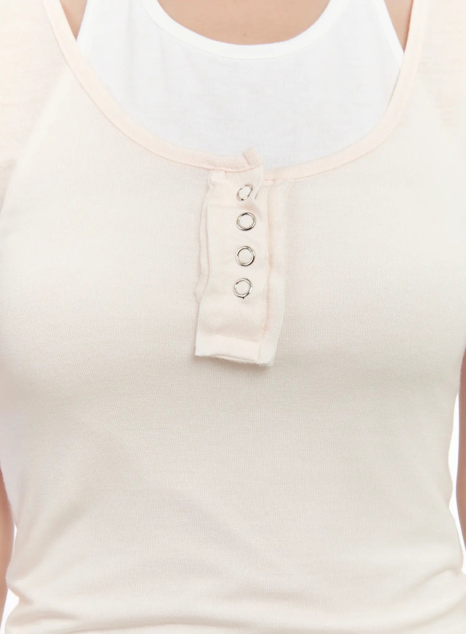 Sheer Short-Sleeve Snap Top CG501