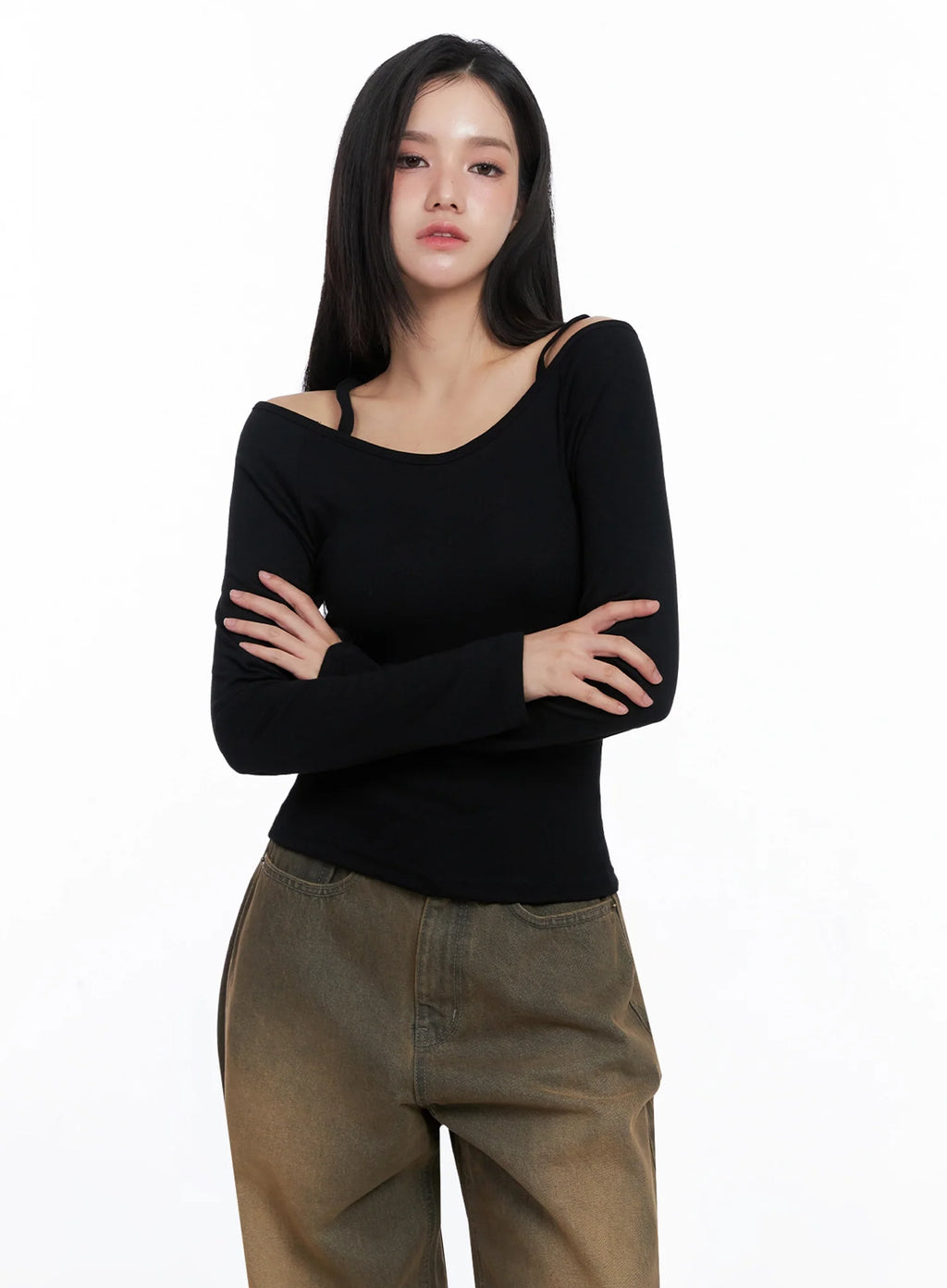 Elegant Long Sleeve Off-Shoulder Top IS525