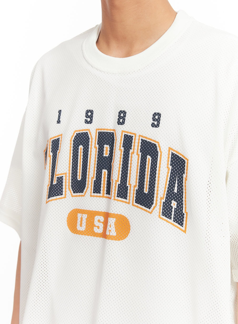 Men's Oversized Graphic Mesh T-Shirt IA510