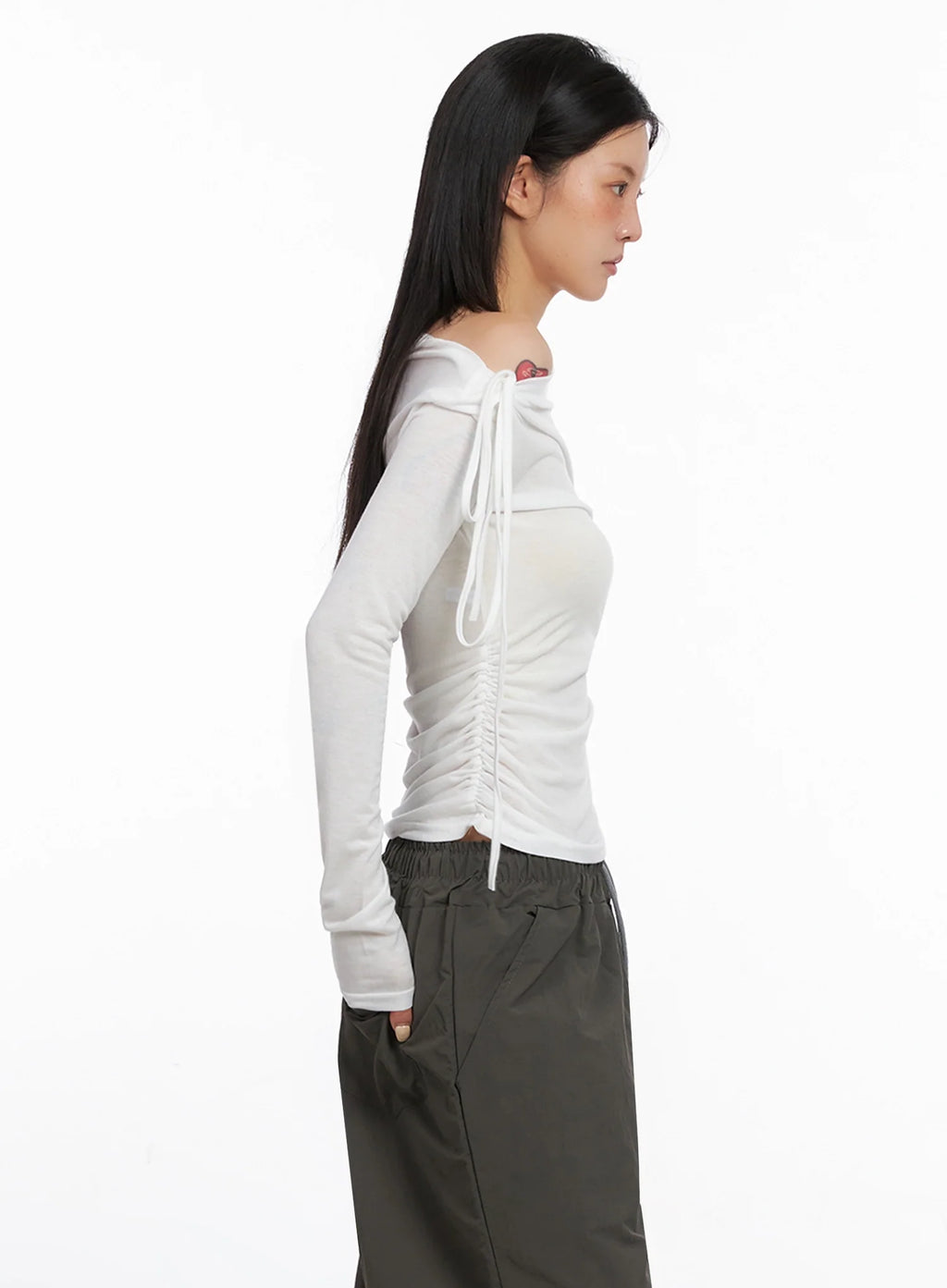 Asymmetric Cut-Out Long Sleeve Top IS515