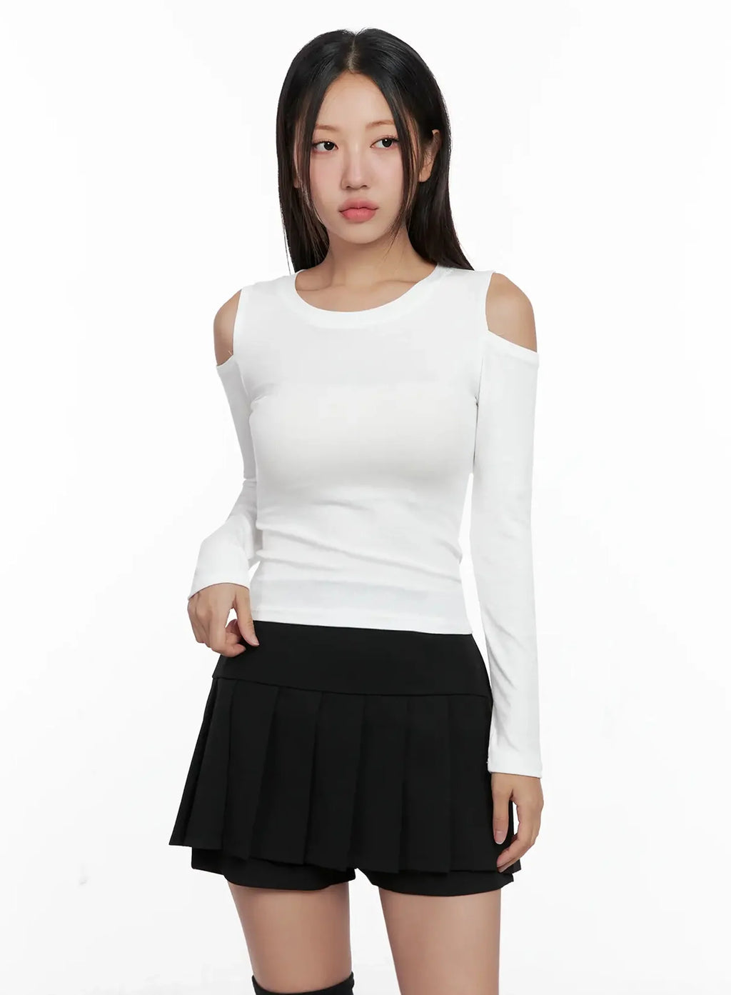 Cut-Out Ribbed Off-Shoulder Top IG527