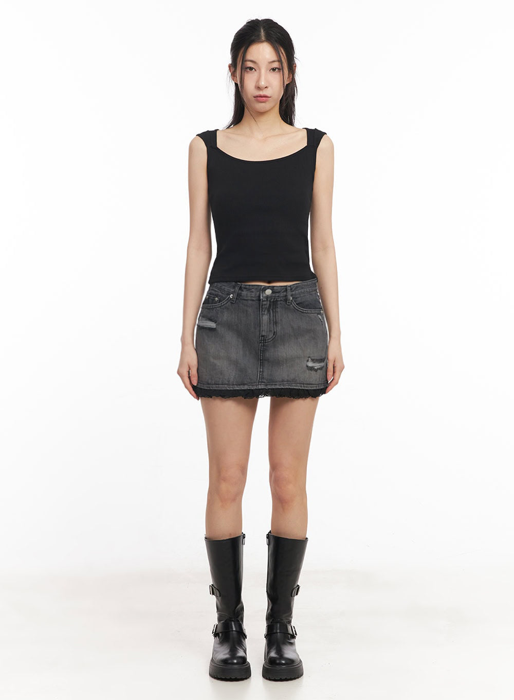 Square-Neck Off-Shoulder Top IY529