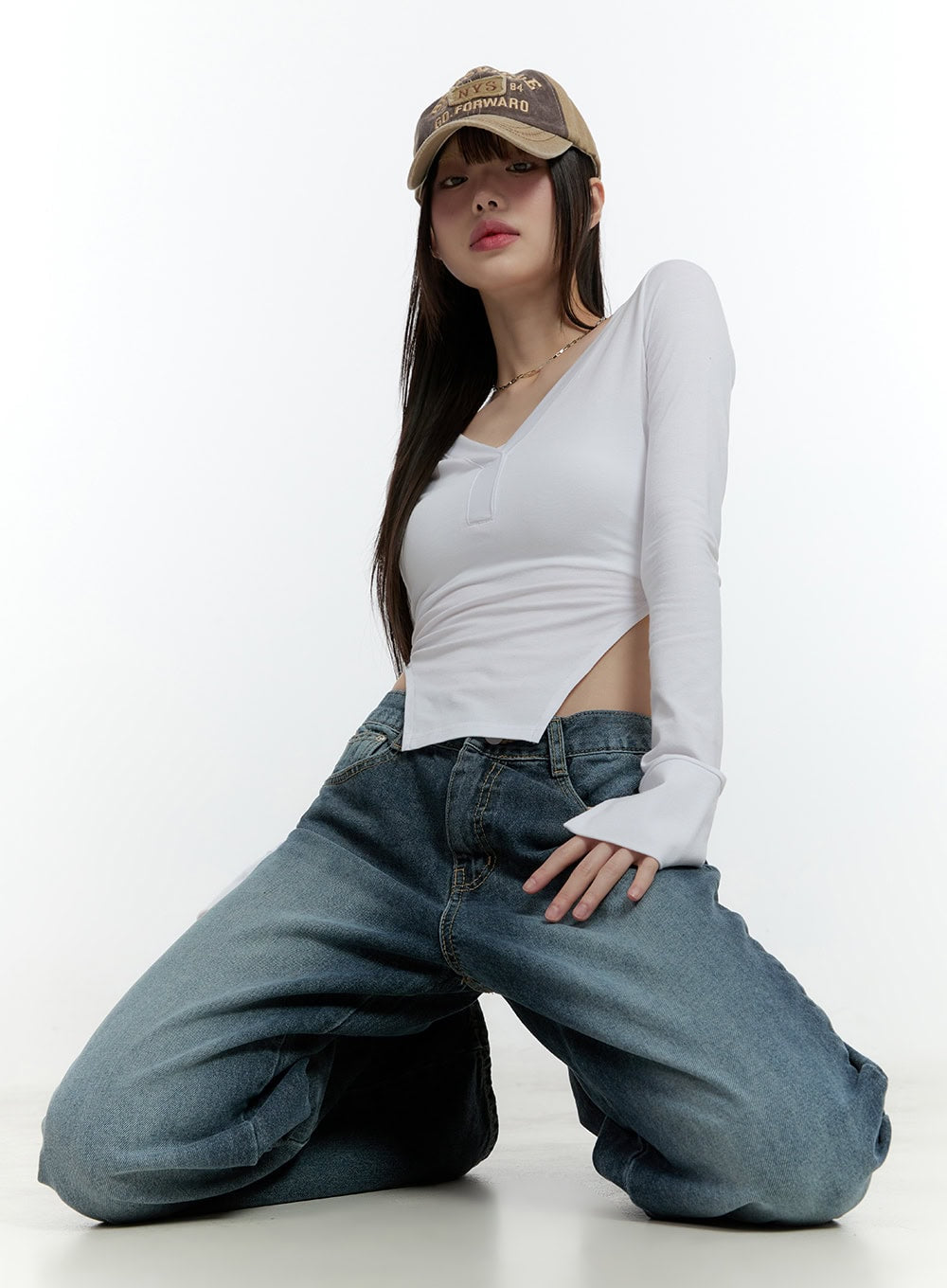 Donna Washed Wide-Leg Jeans CF507