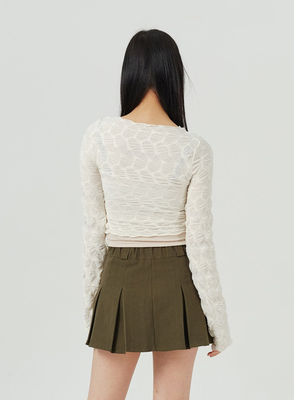 Lace Textured Crop Cardigan CM317