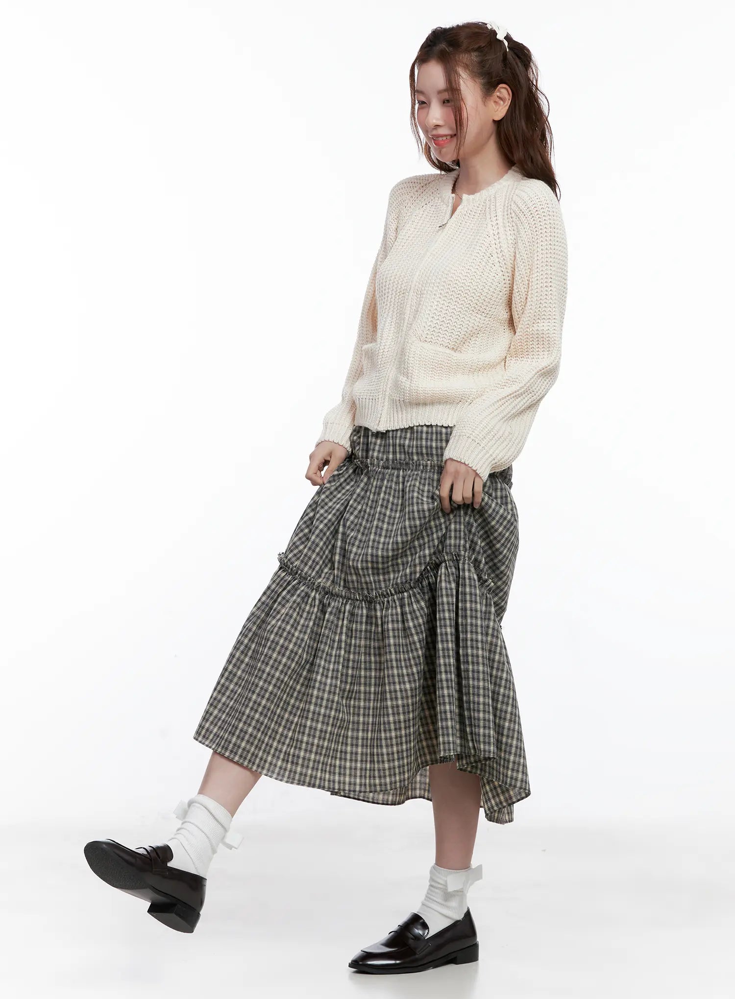 Ruffled Gingham Tiered Maxi Skirt CG520