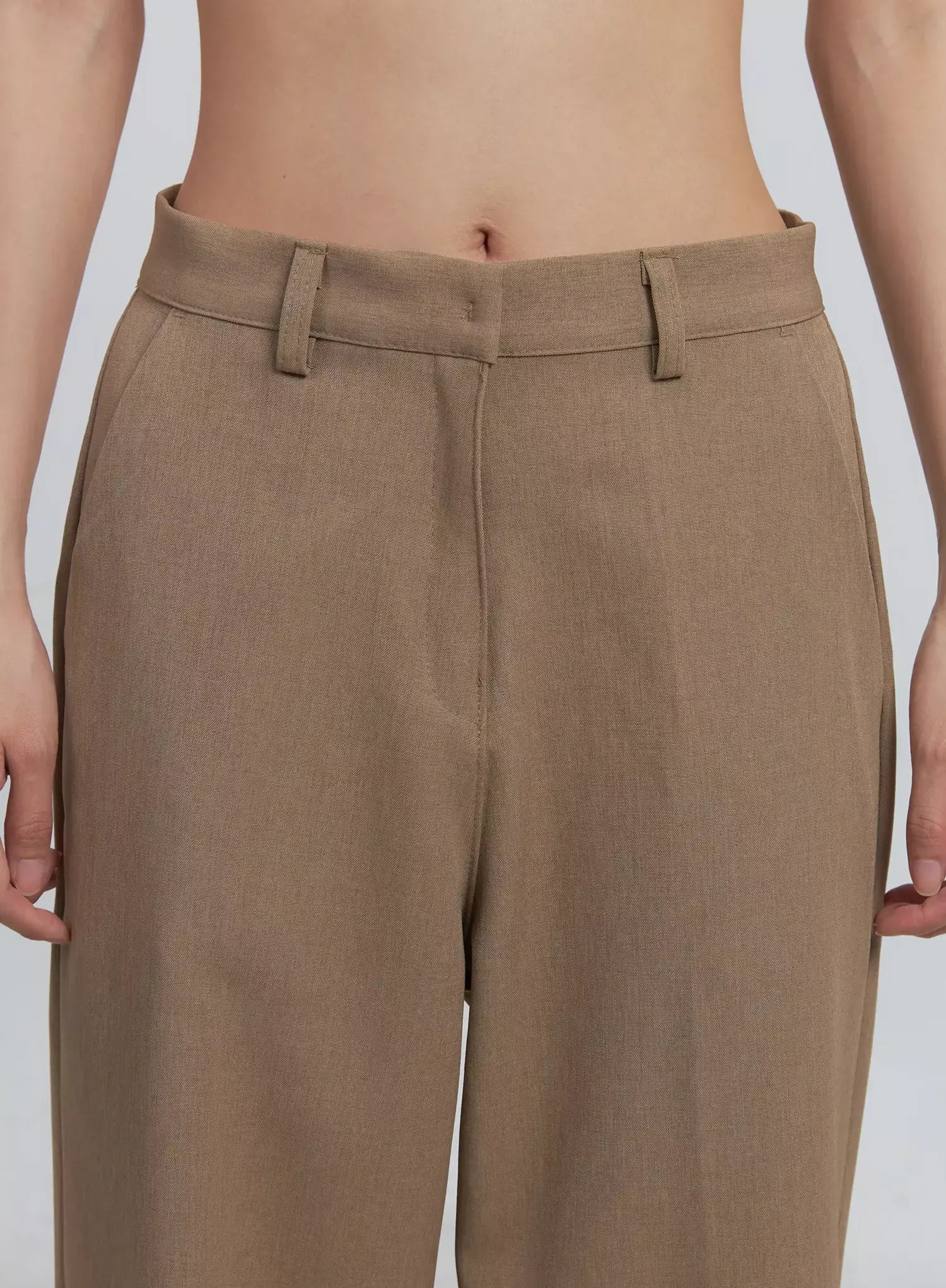 Classic Wide-Fit Slacks (Beige) IU512