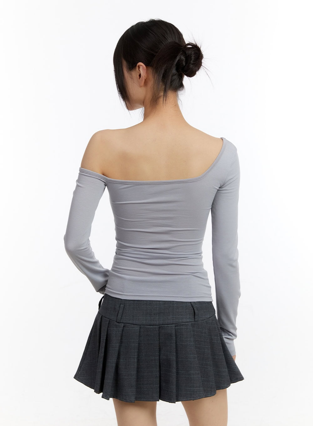 Shirred One-Shoulder Long-Sleeve Top CA508