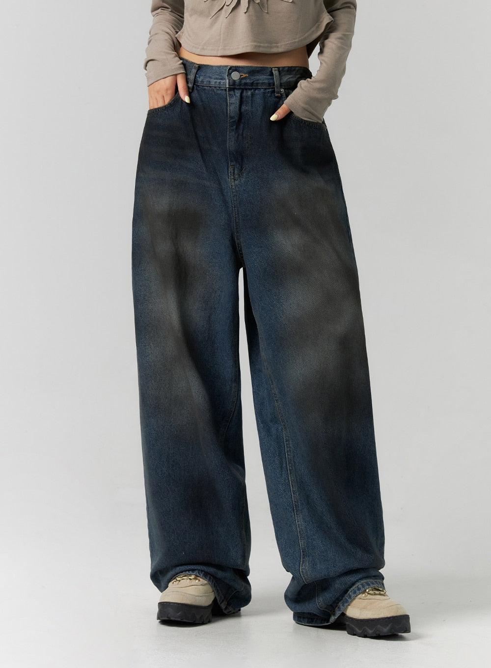 Tie-Dye Washed Wide Leg Jeans CS320
