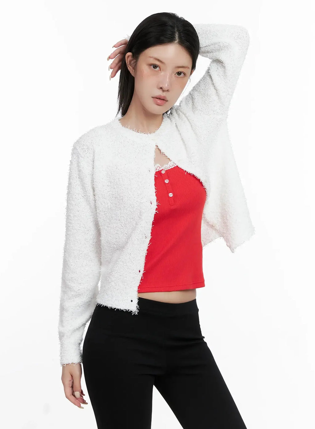 Textured Knit Cardigan IS508