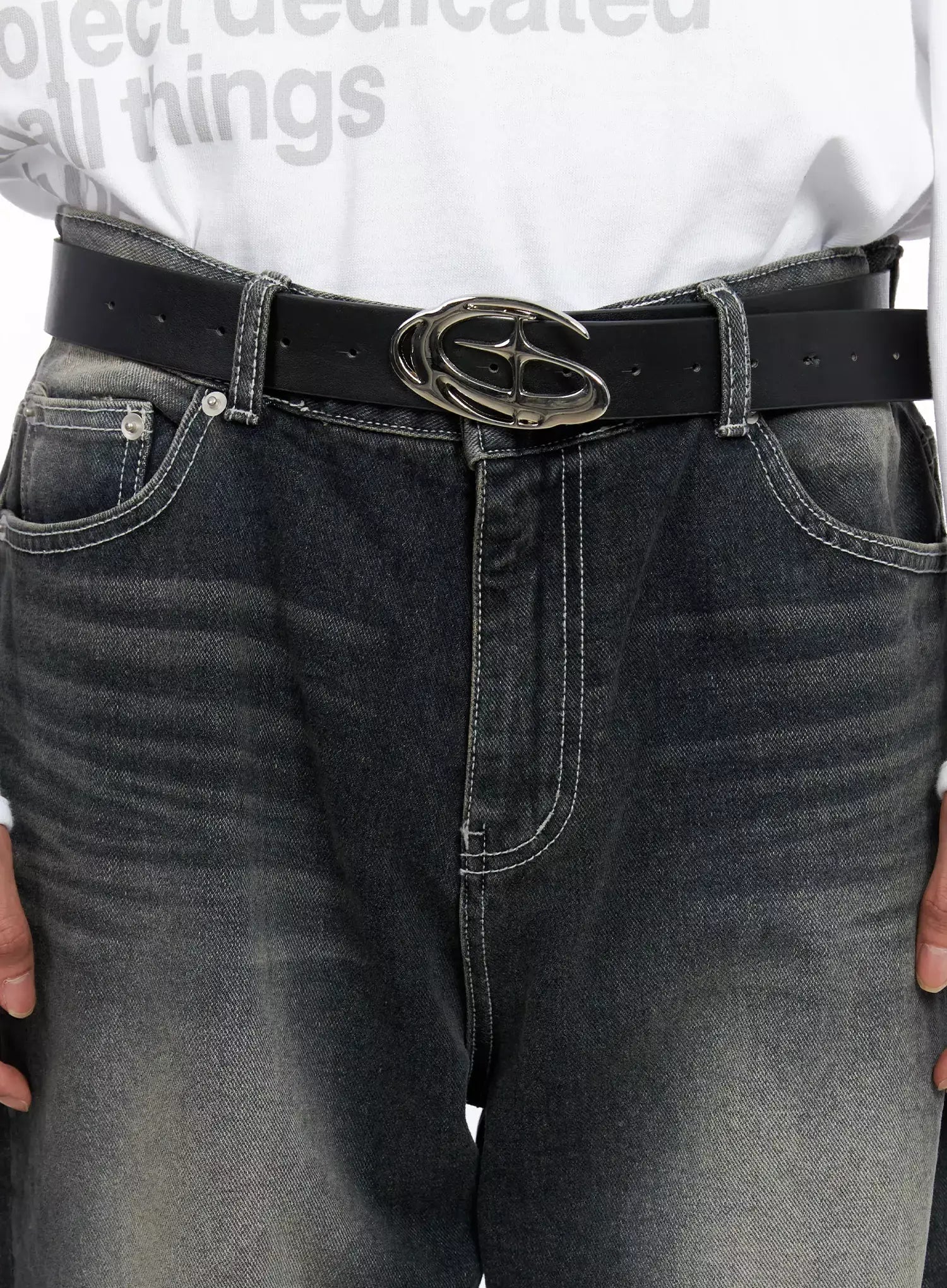 Men's Smoky Faded Wide Denim Jeans IO517