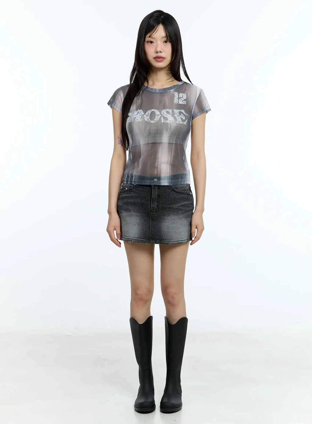 Washed Low-Rise Denim Mini Skirt IU525