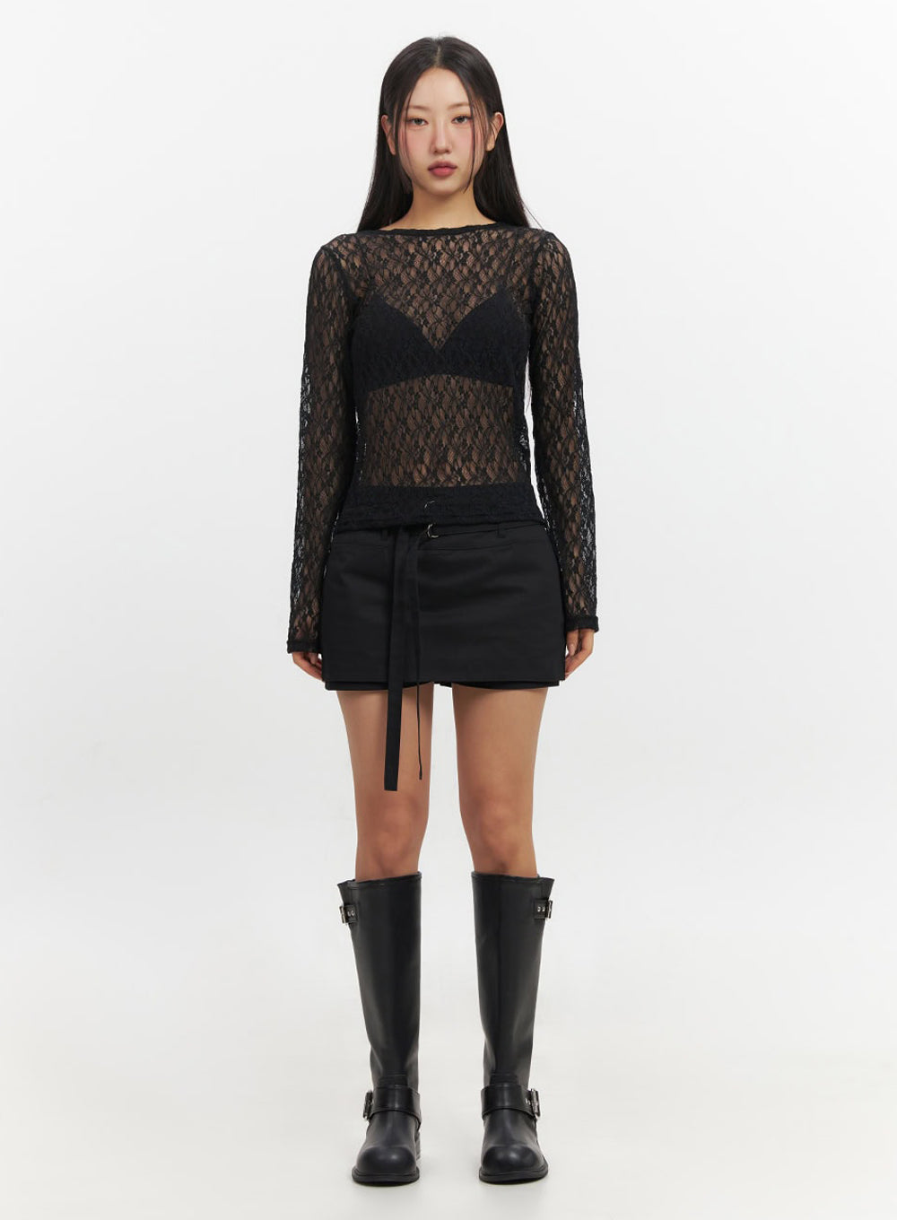 Sheer Lace Long Sleeve Top IF510