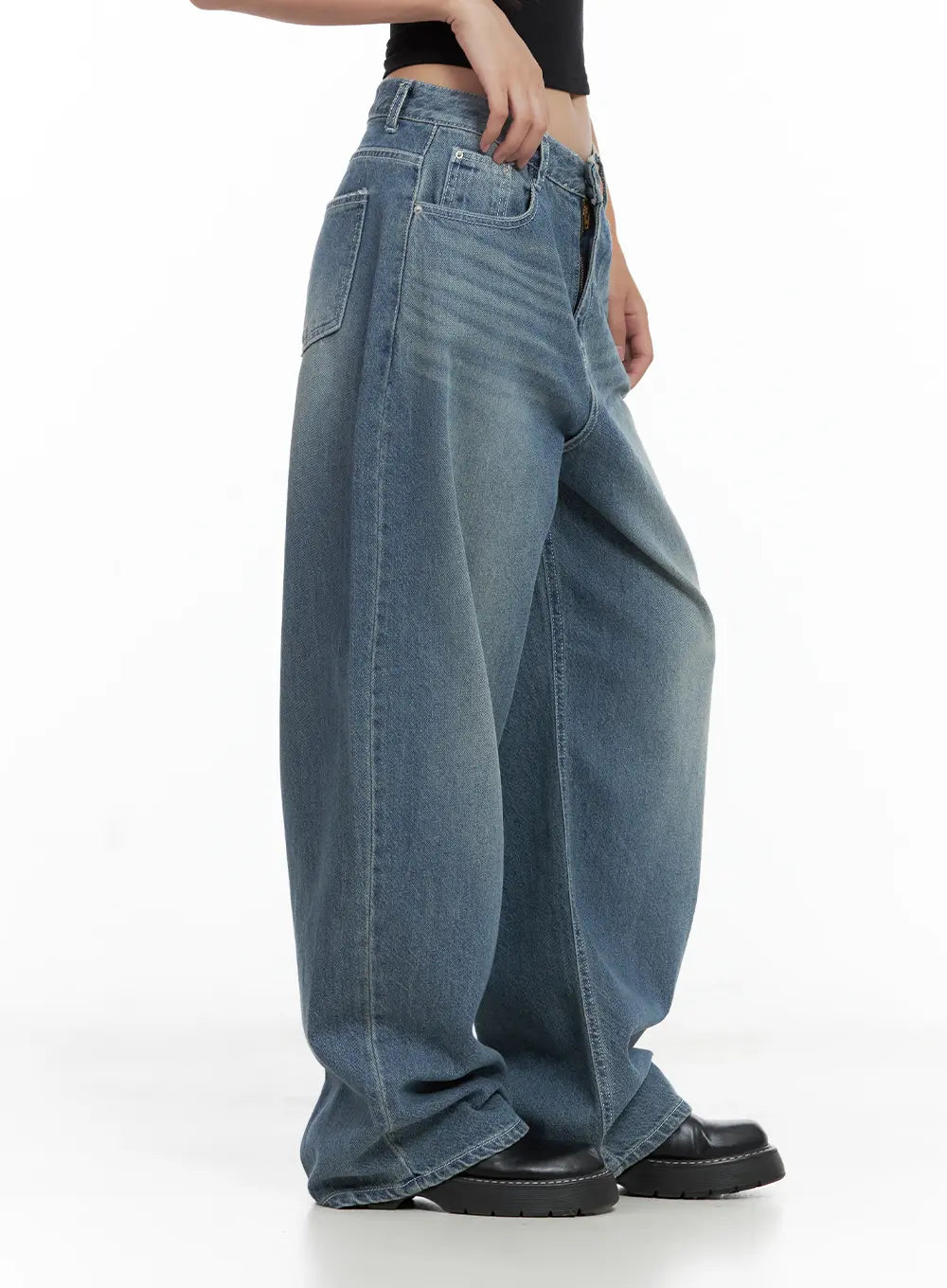 Riwon Retro-Wash Wide Summer Denim Jeans CL508