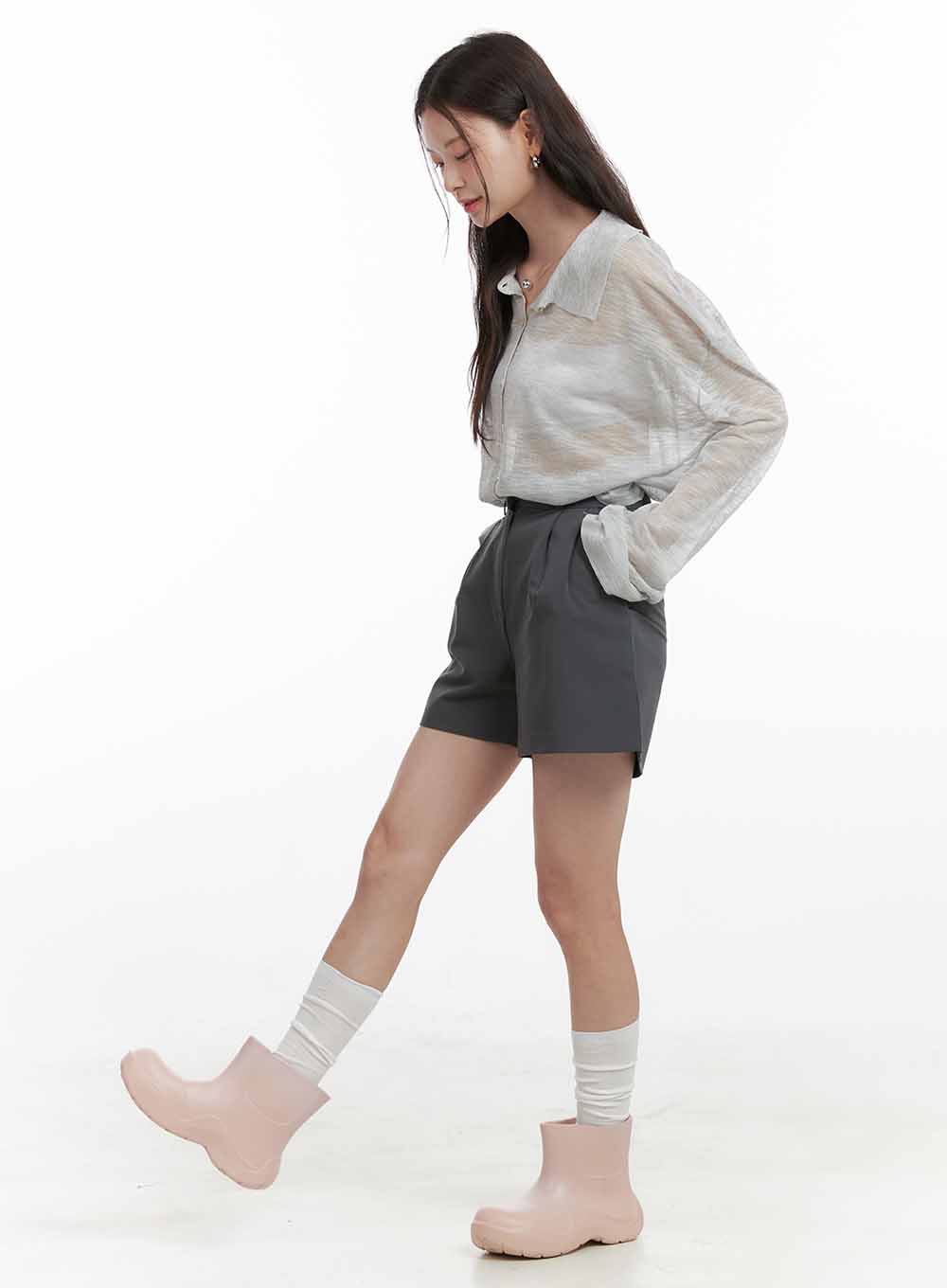 Solid Pintuck Short Slacks OL416