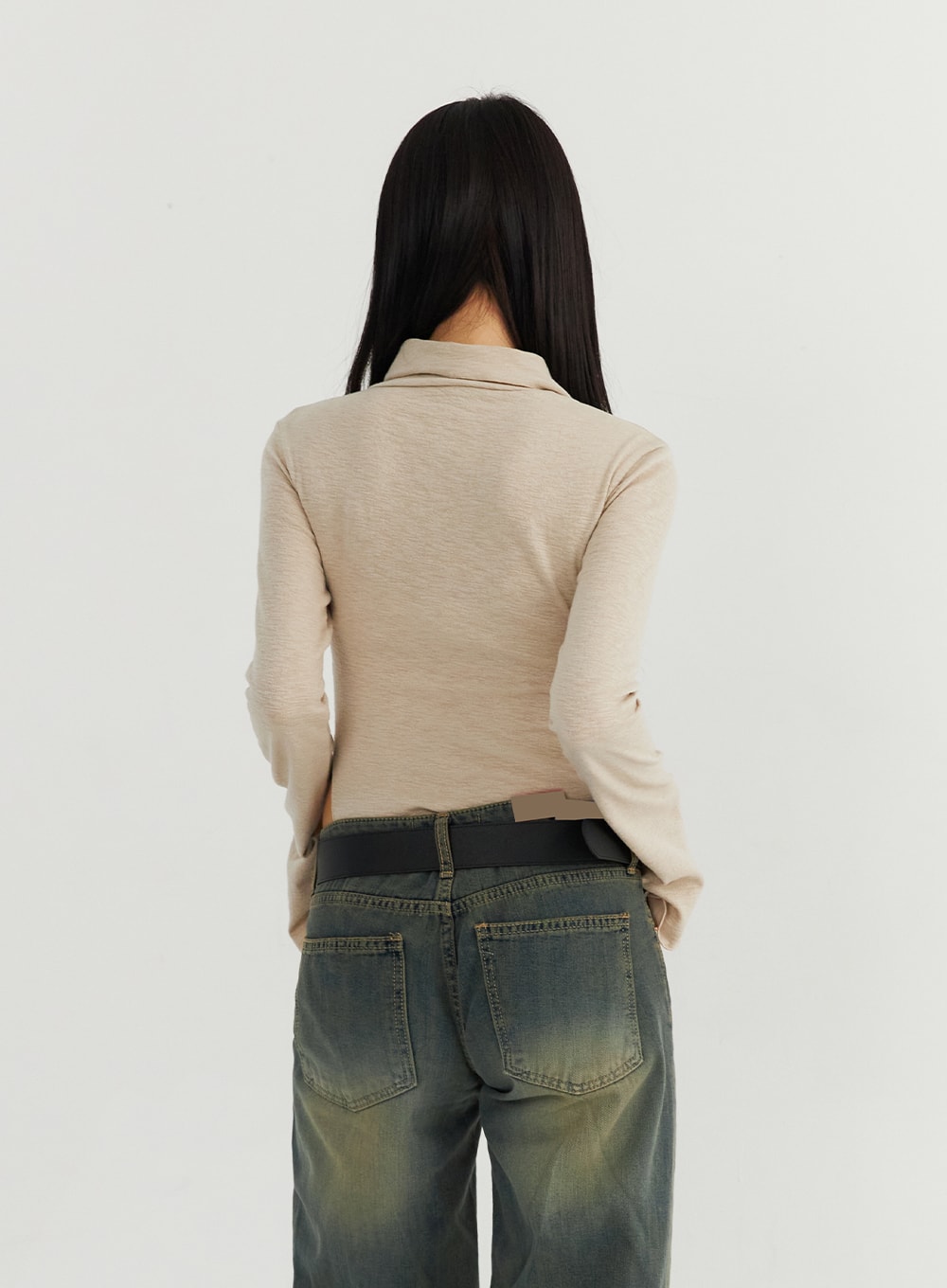 Long Sleeve Top with High Neck Collar CO319