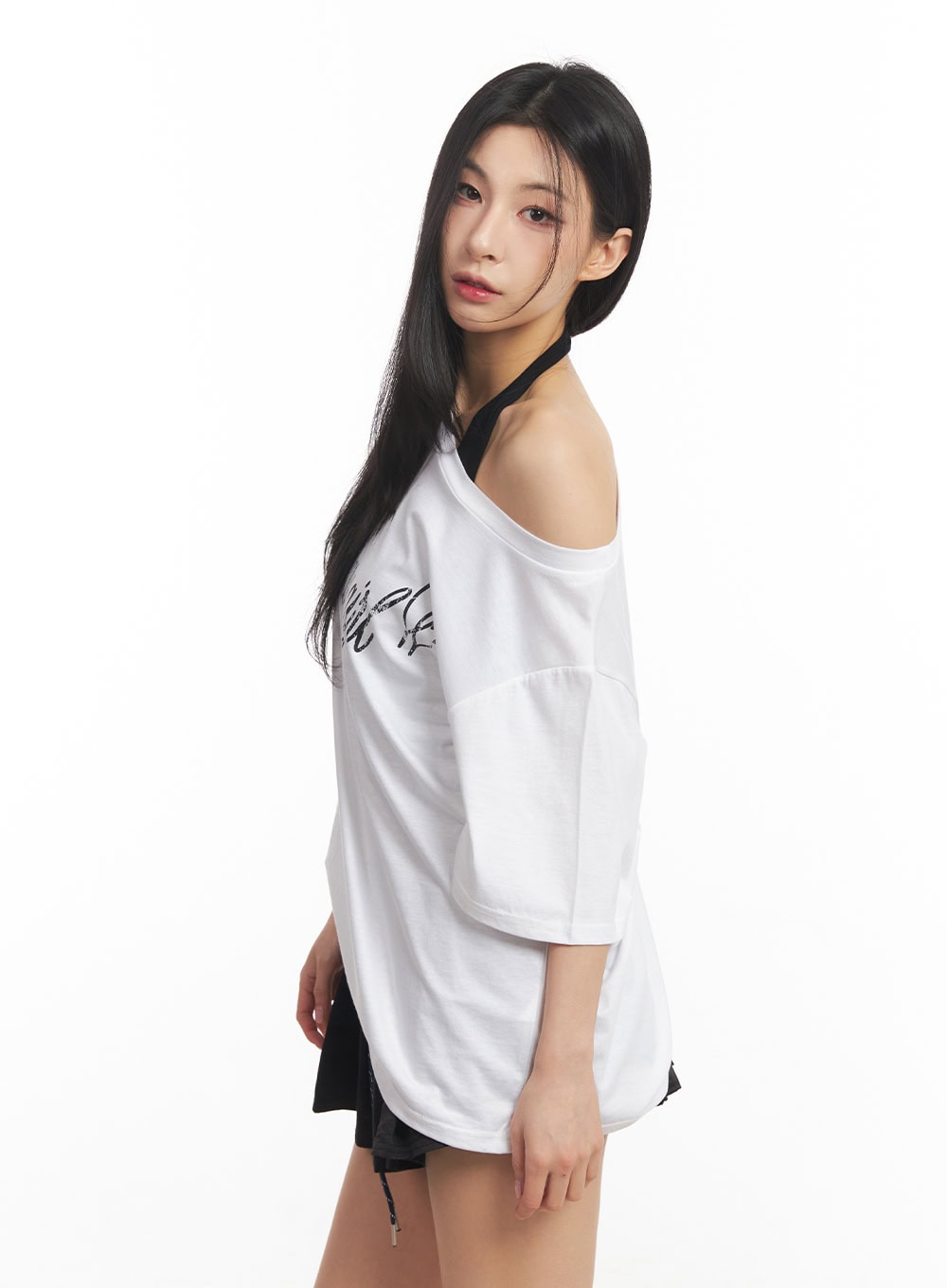 Graphic One-Shoulder Oversize T-Shirt CA503