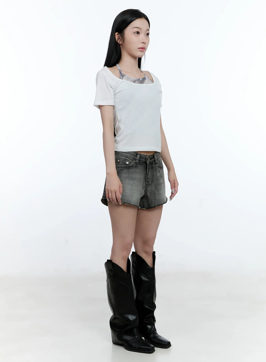 Layered Plaid Halter Top CG501