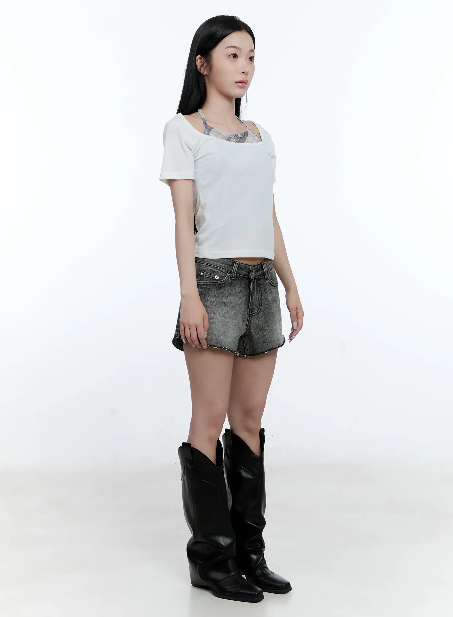 Layered Plaid Halter Top CG501