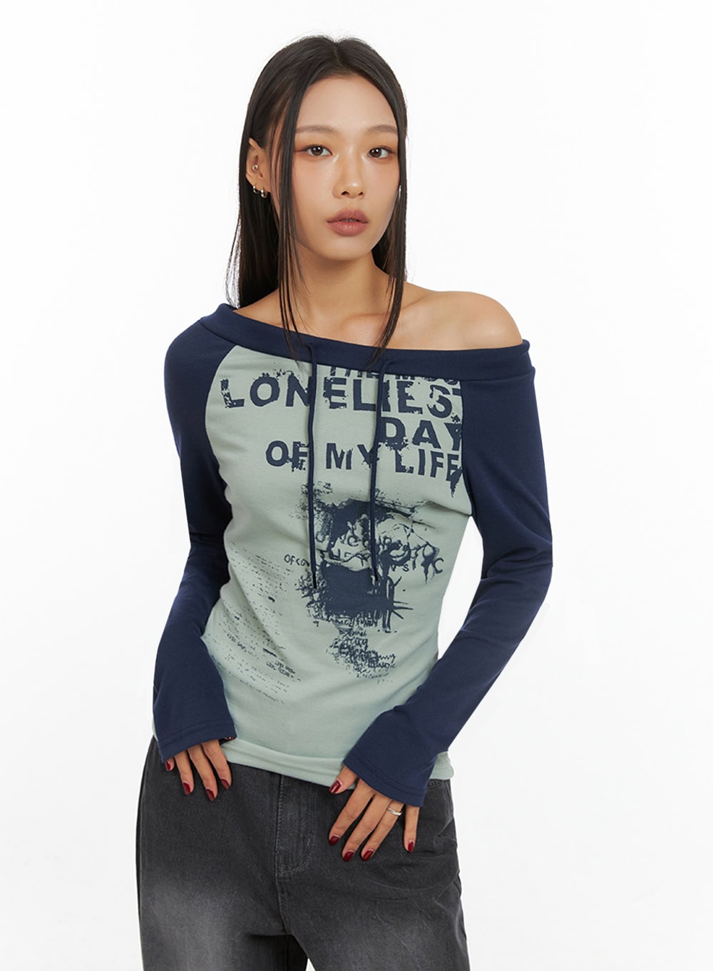 One-Shoulder Raglan Long Sleeve  IS427