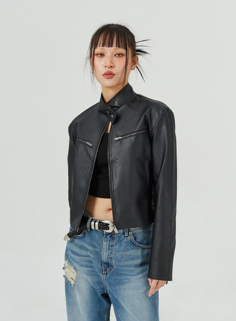 Standard Fit Faux Leather Jacket CM317