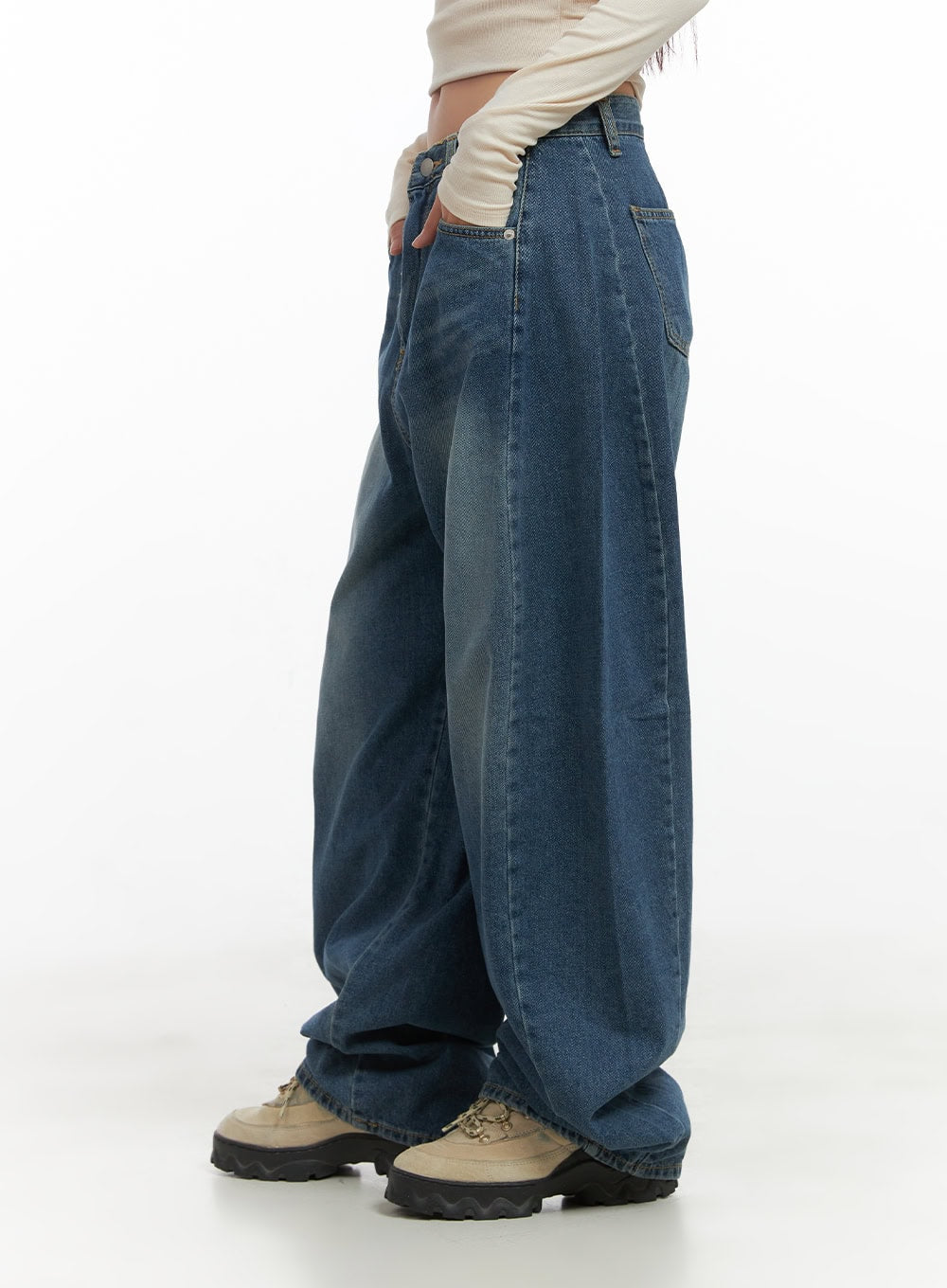 Lacey Washed Denim Baggy Jeans CO404