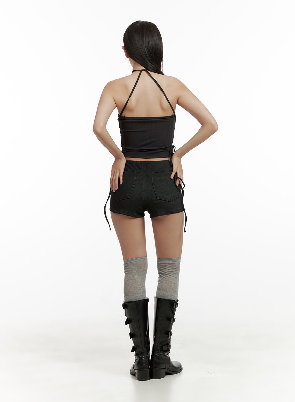 Halter Strap Denim Tank Top CU407