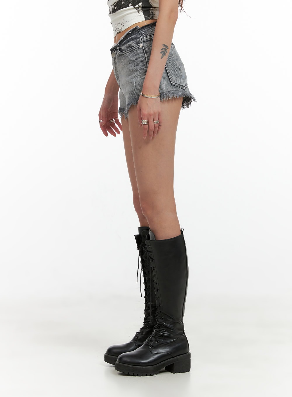 Distressed Washed Denim Shorts CL404