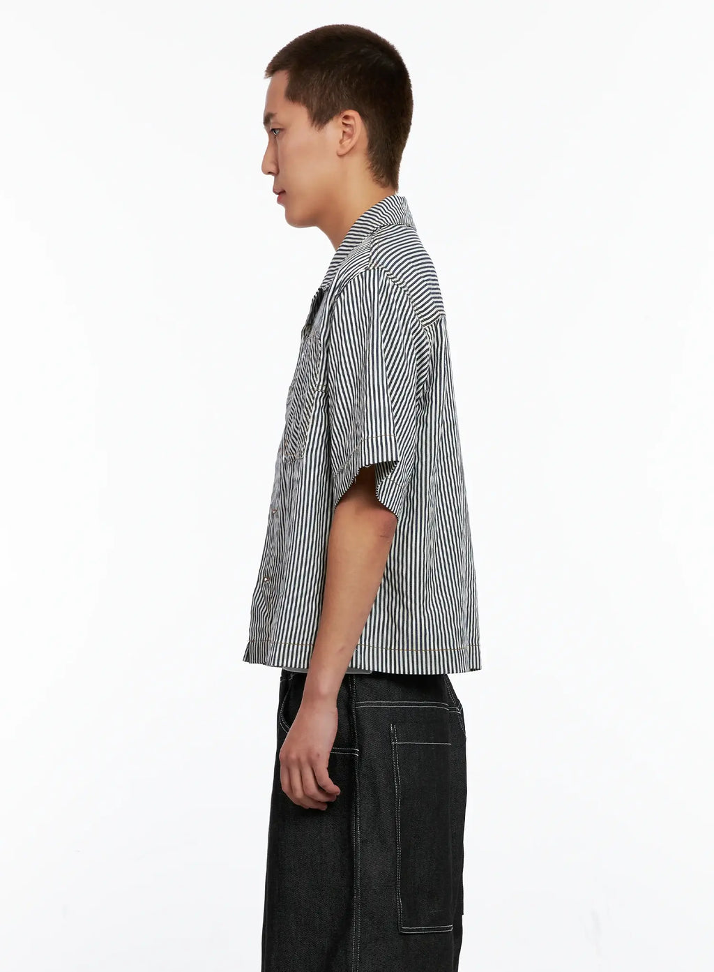 Men's Striped Cropped Jacket IG508