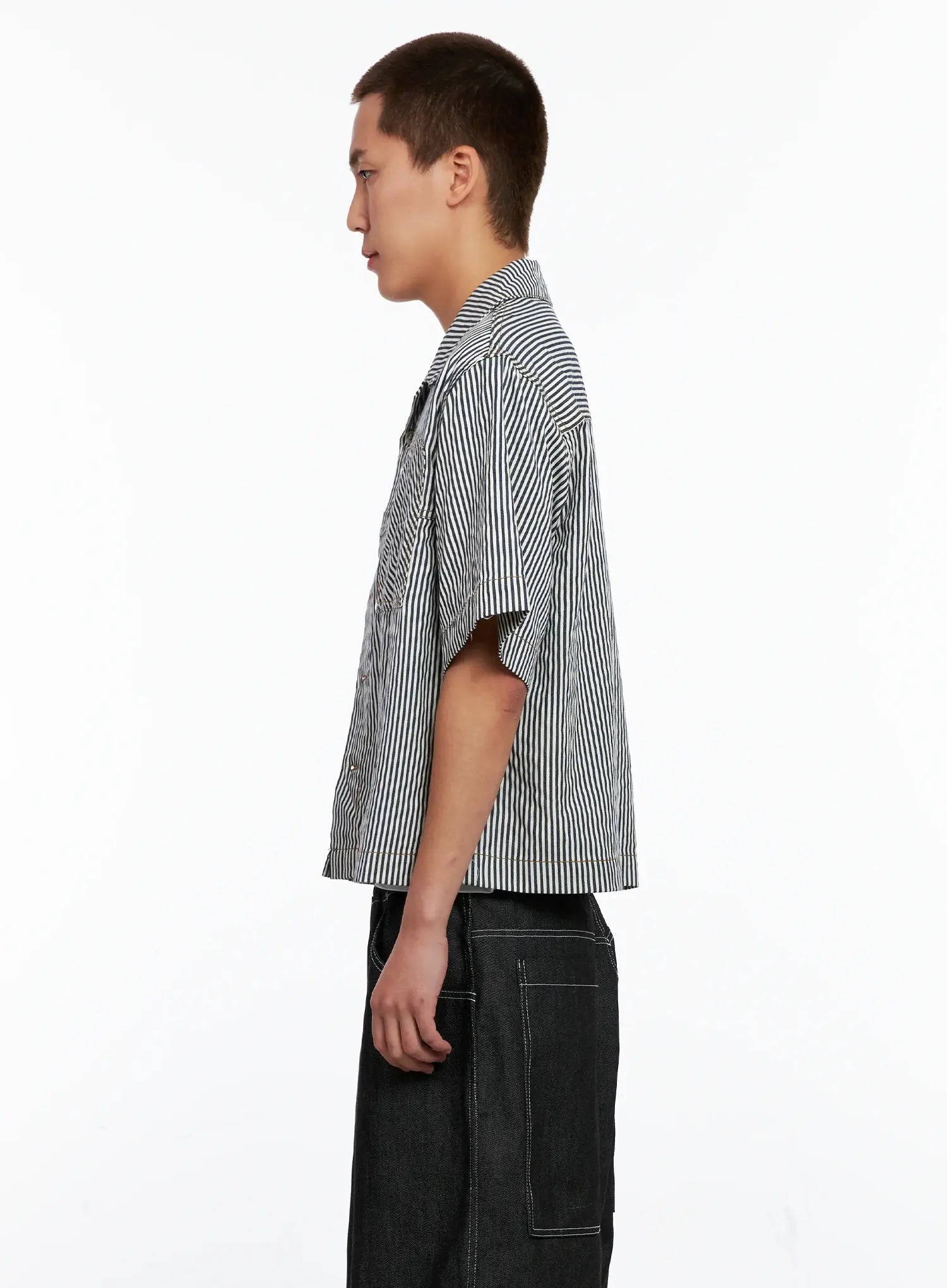 Men's Striped Cropped Jacket IG508