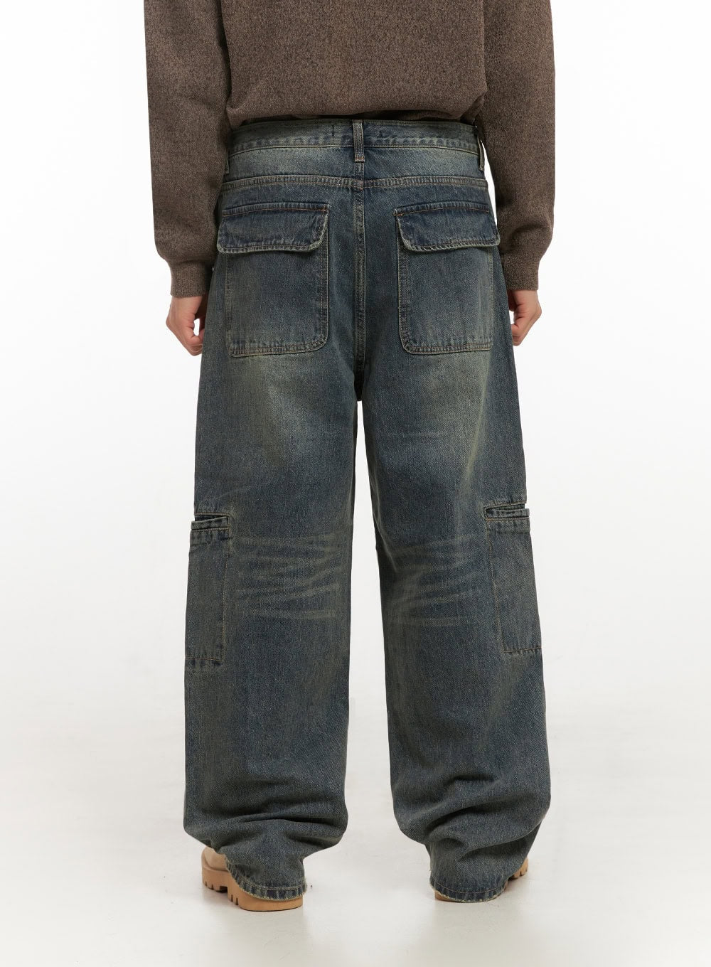 Men's Side Slit Washed Jeans ID406