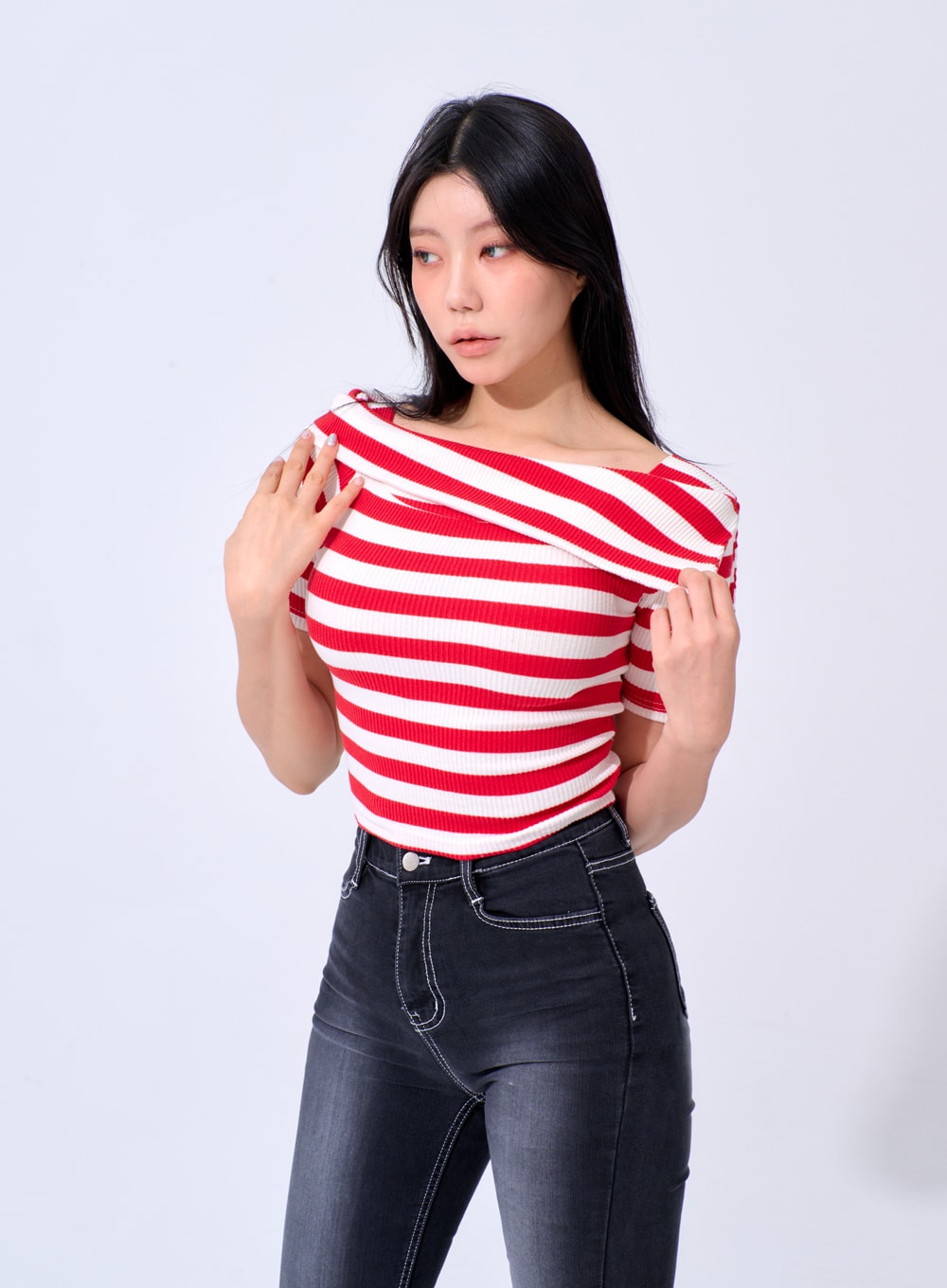 Half Sleeve Stripe Top IA324