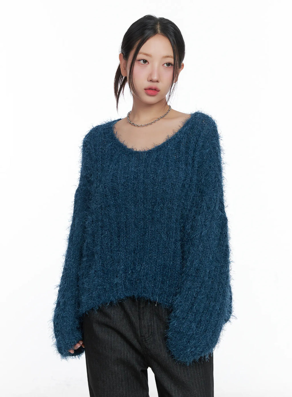 Fluffy Off-Shoulder Sweater CS502