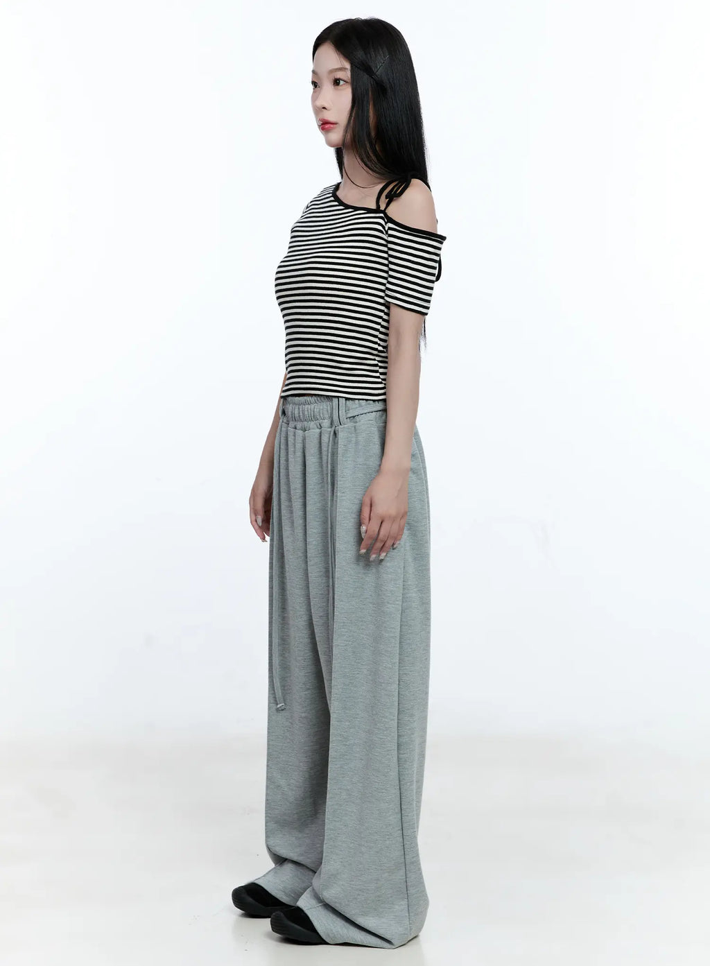 Striped Asymmetric Ribbon Tee CG507