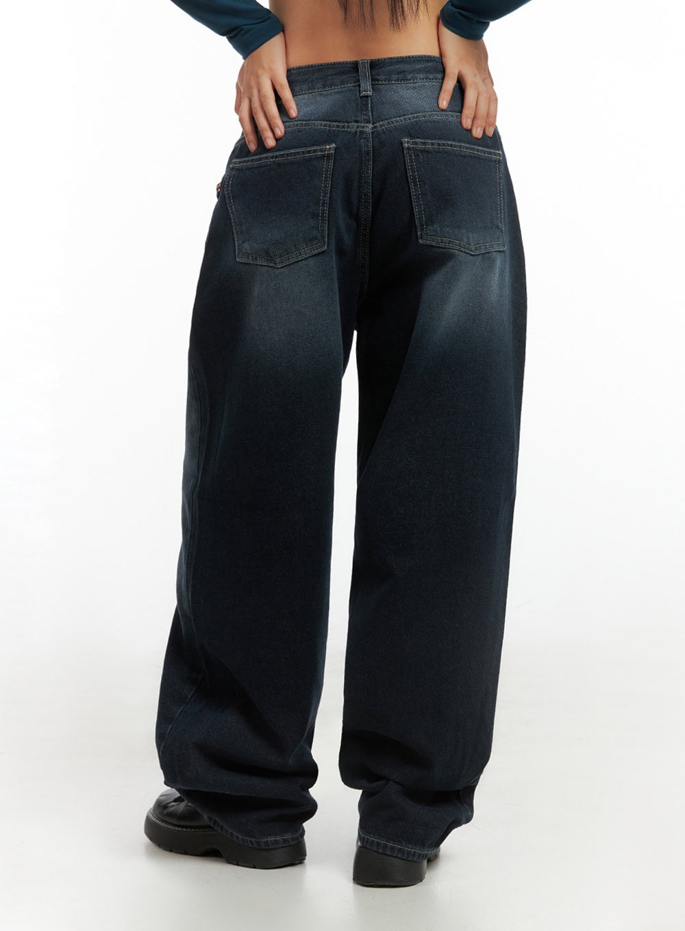 Evelyn Washed Baggy Jeans (Dark Blue) IS402