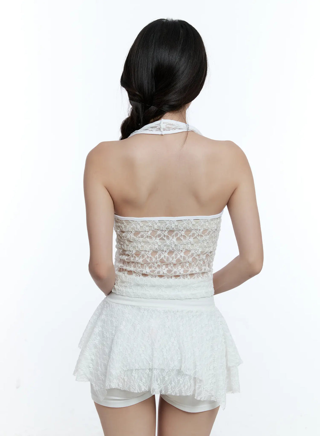 Sheer Lace Halter Neck Top CU527