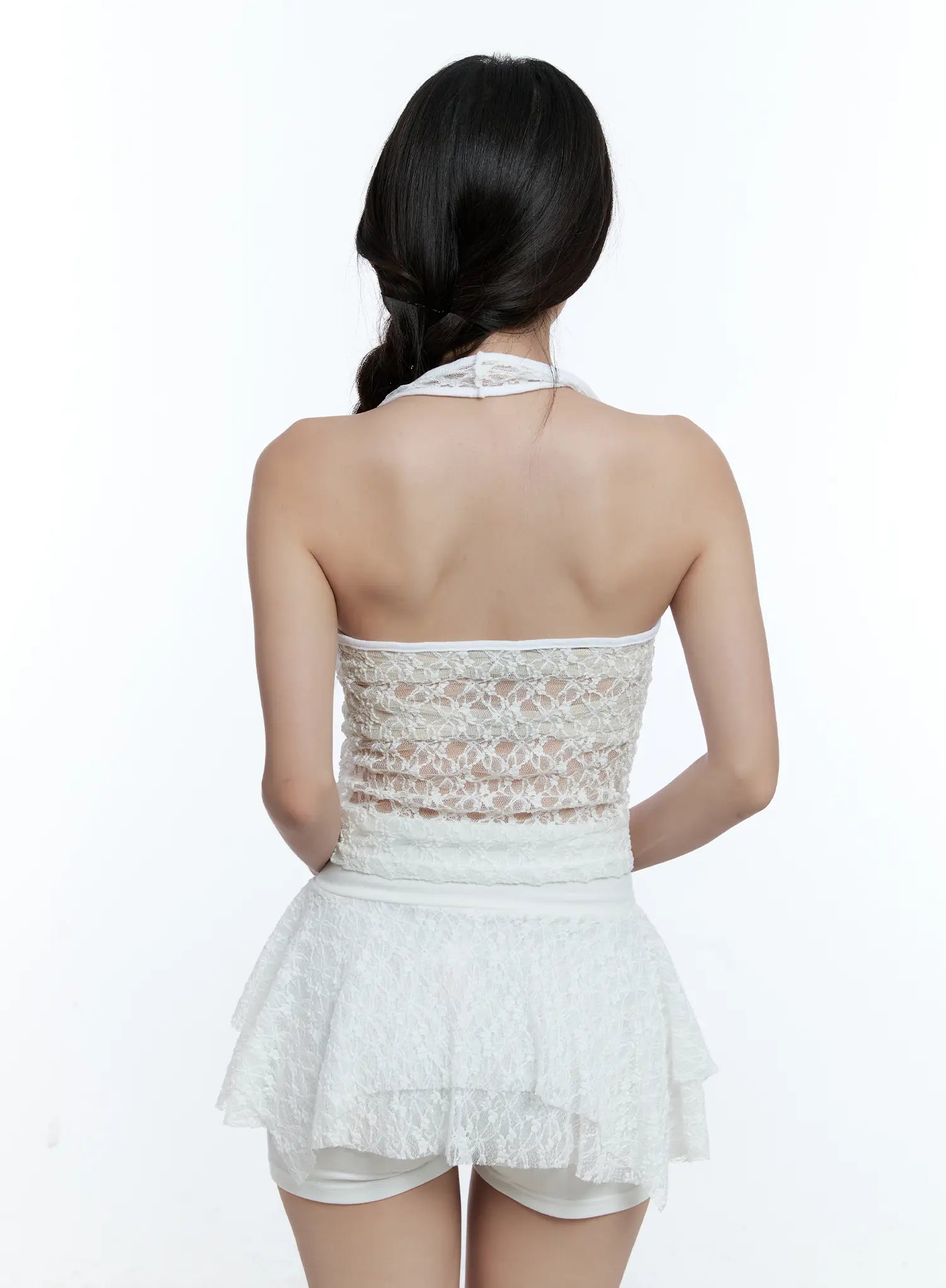 Sheer Lace Halter Neck Top CU527