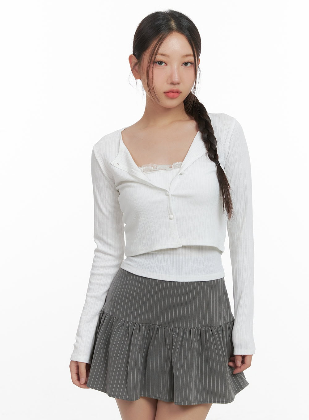 Elegant Lace Trim Crop Cardigan CO402