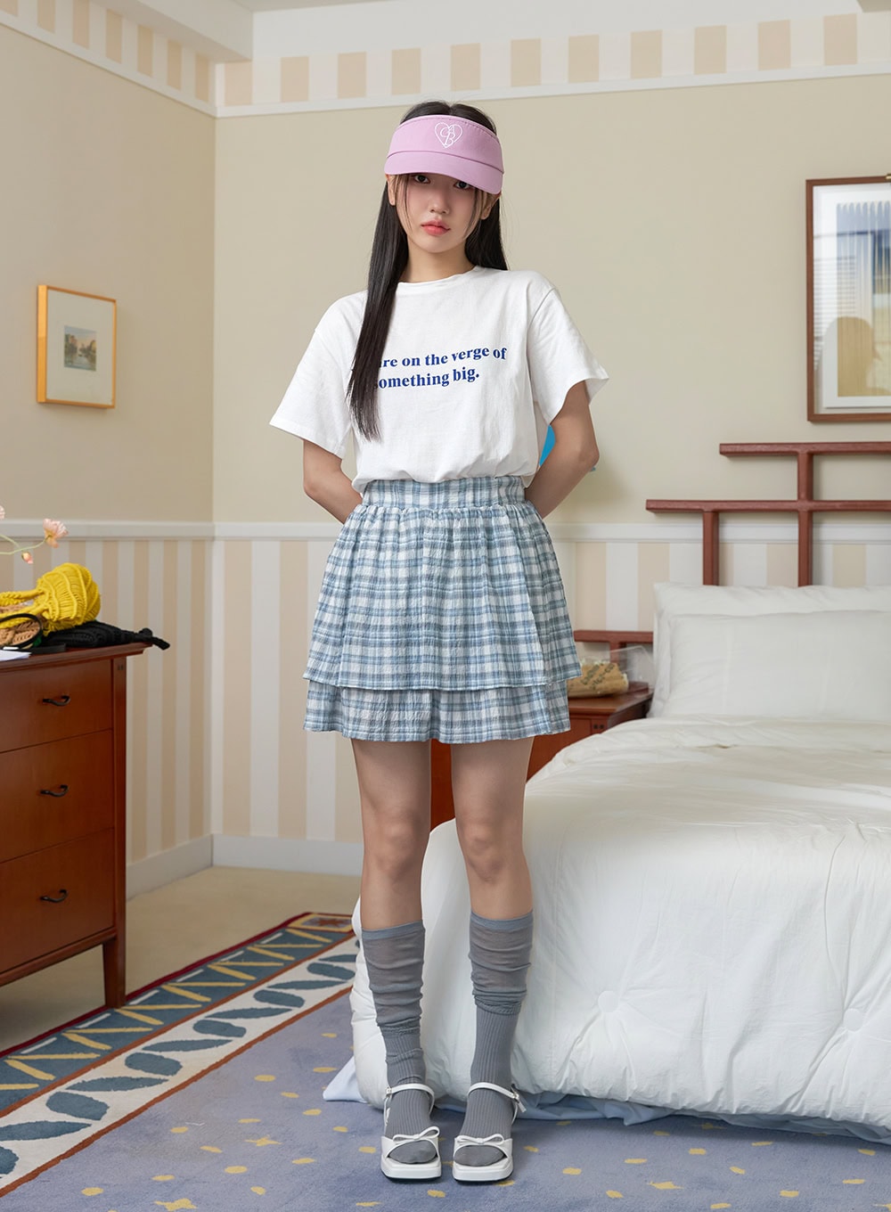 Checkered Ruffle Mini Skirt OY424