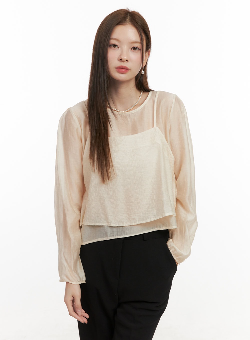 Round Neck Layered Blouse OD417