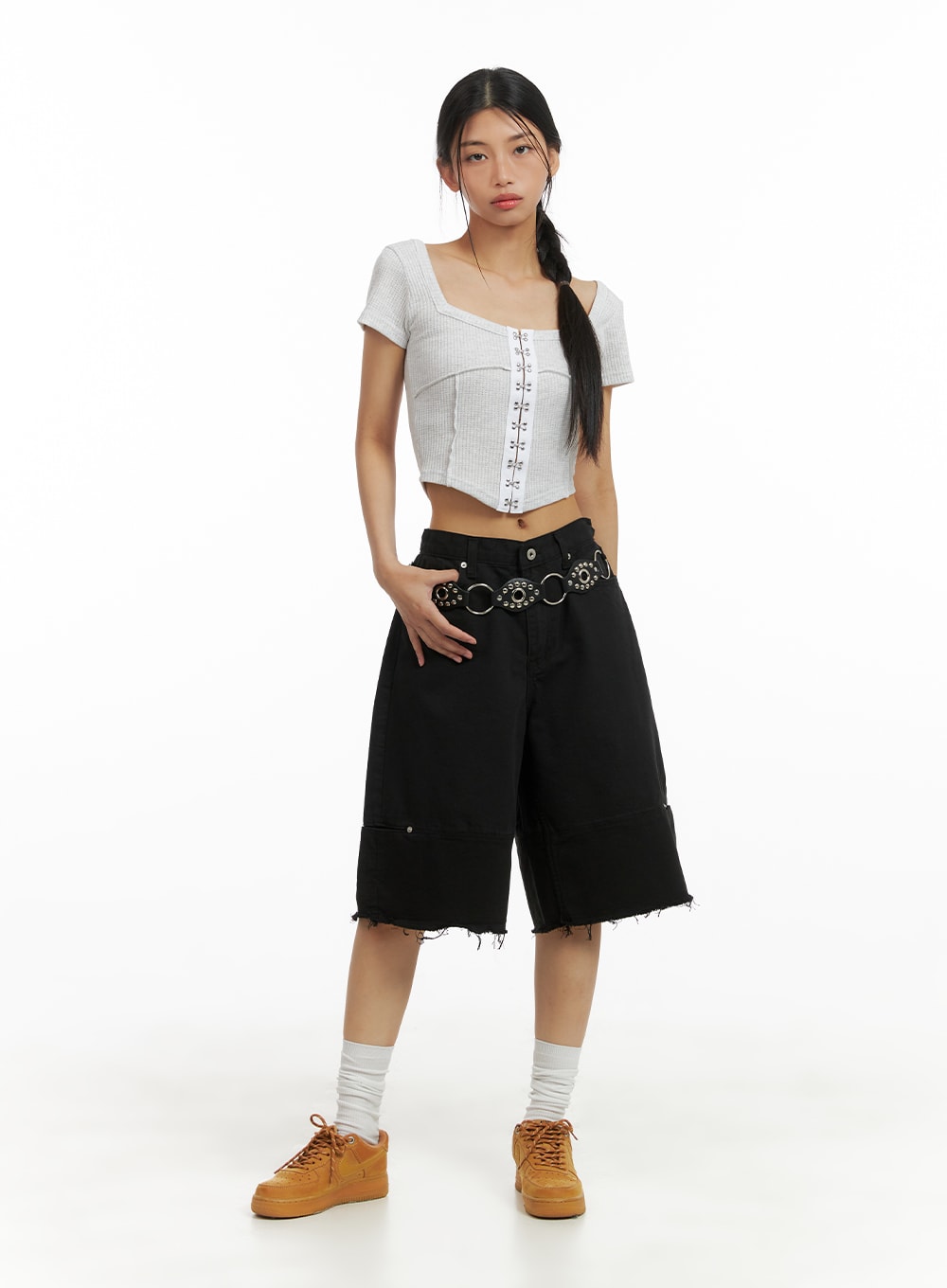 Buckle Square Neck Crop Top CA423