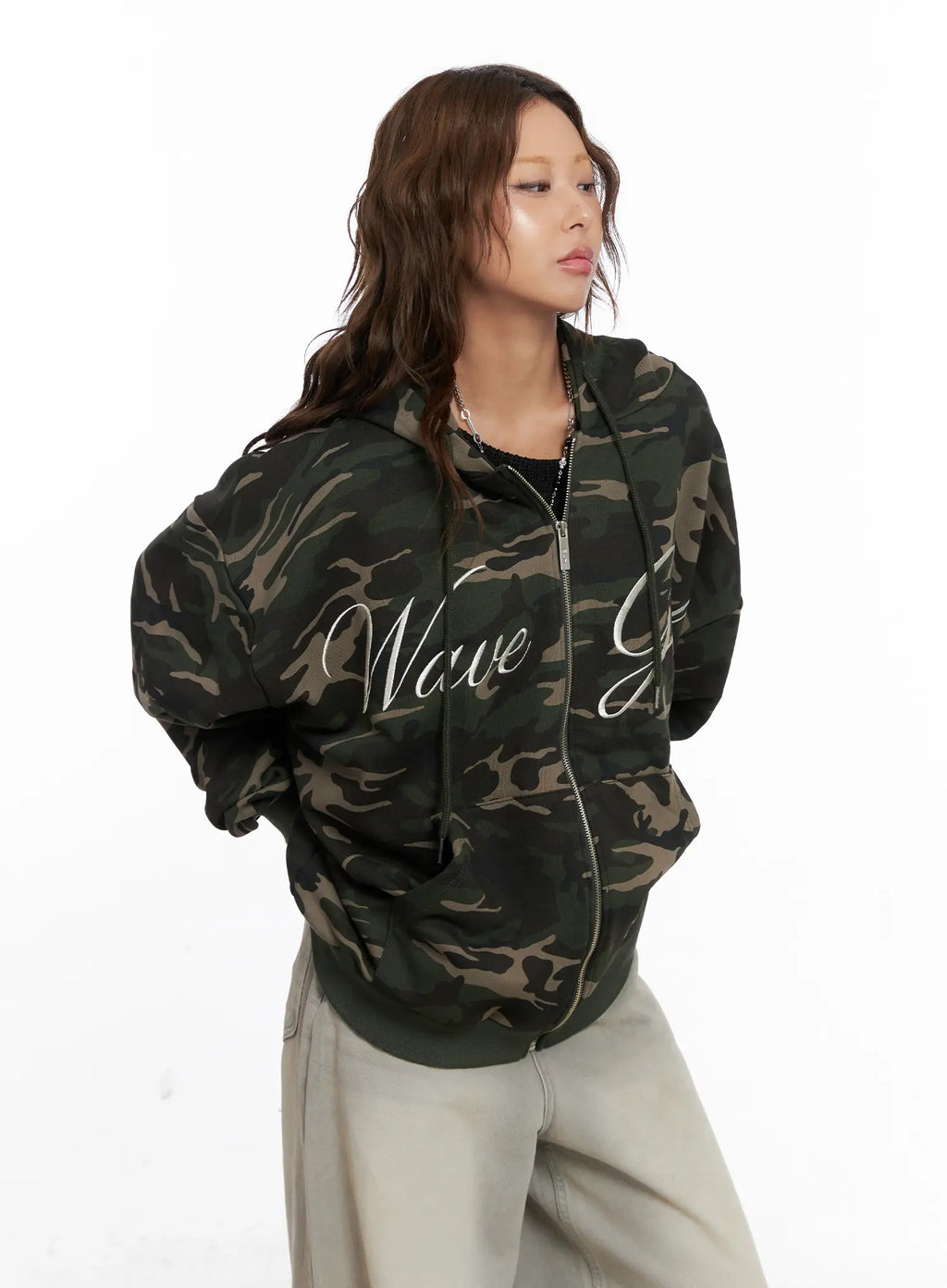 Oversized Camo Lettered Hoodie CS522