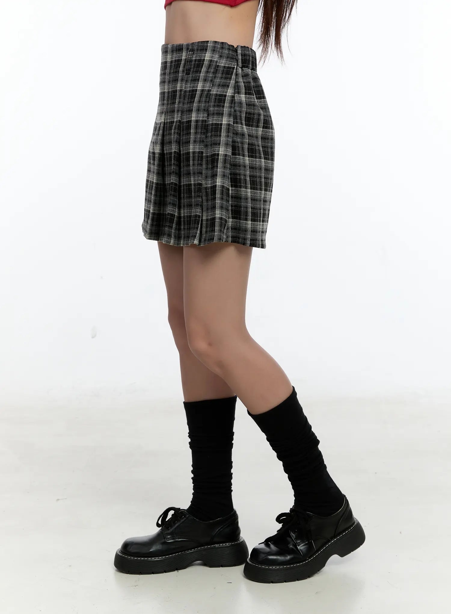 Plaid Pleated A-Line Skirt CS518