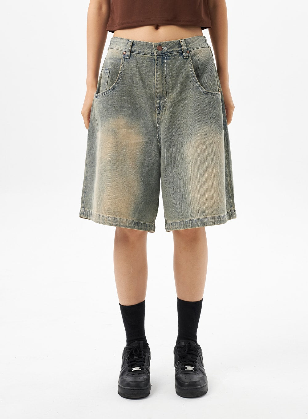 Low Rise Denim Bermuda Pants CU316